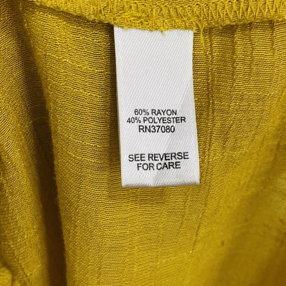 Cato Womens Blouse Top Small Yellow Cap Sleeve V-Neck Button-up - Picture 6 of 9